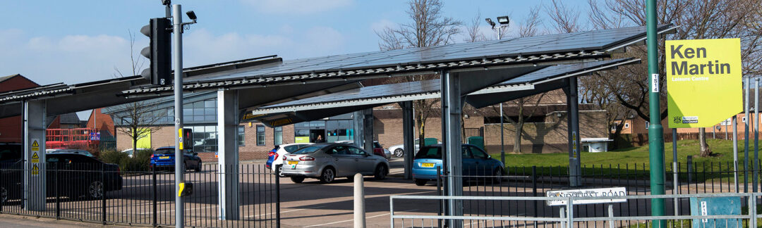 Solar carport as Nottingham's Ken Martin Leisure Centre
