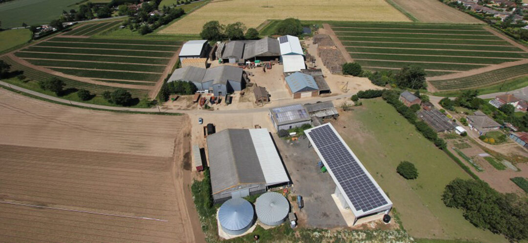 solar pv on a roof of a farm building