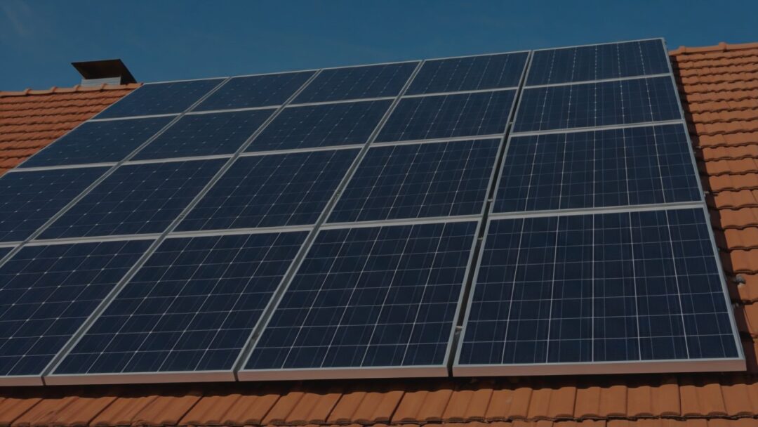 Solar panels installed on a tiled roof, illustrating how many solar panels can fit on a roof for optimal energy generation.