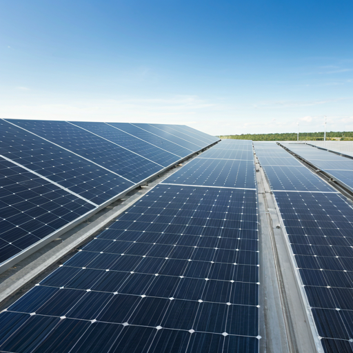 A roof equipped with solar PV panels, capturing sunlight to produce renewable energy.