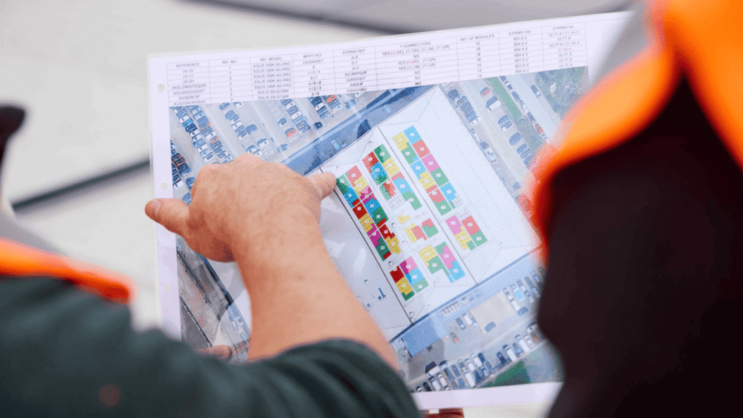 Solar installer pointing at the project layout
