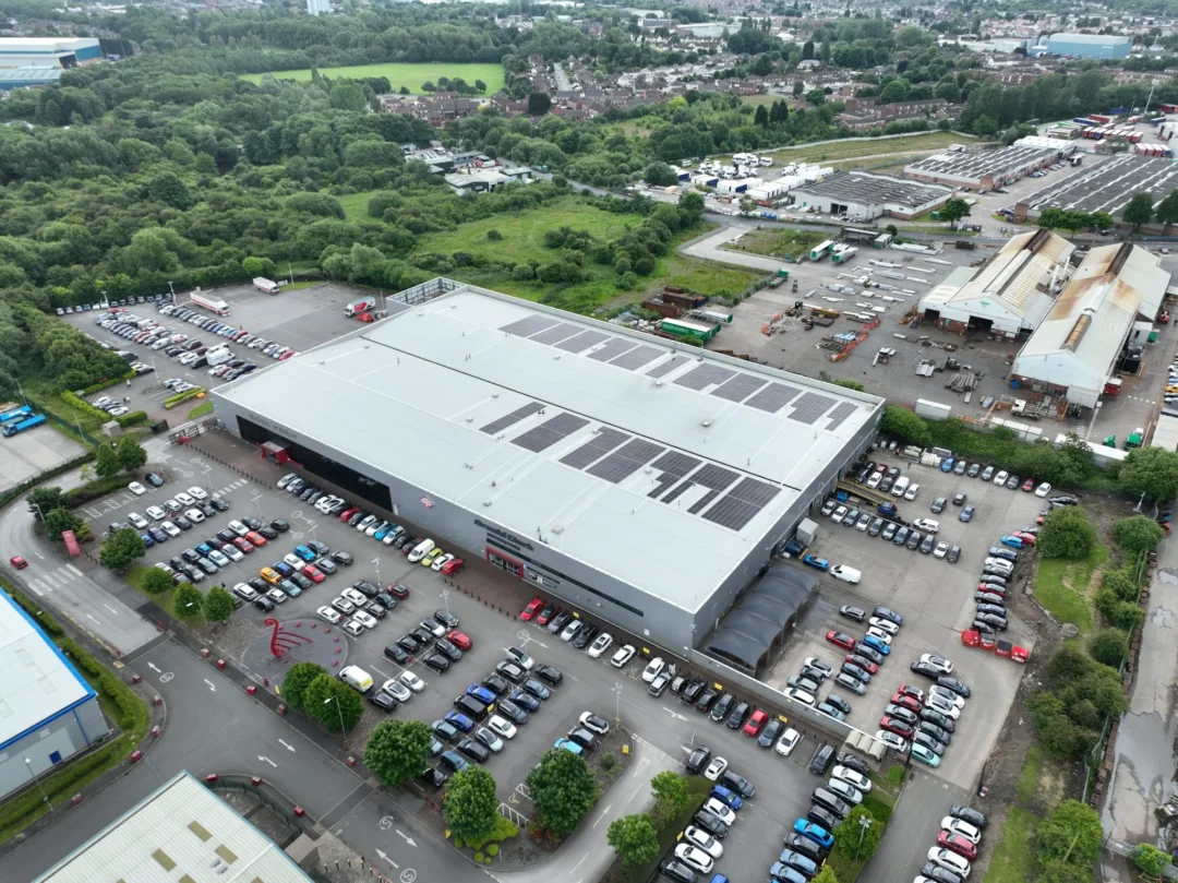 Solar installation on a car dealership and car showroom powered by solar