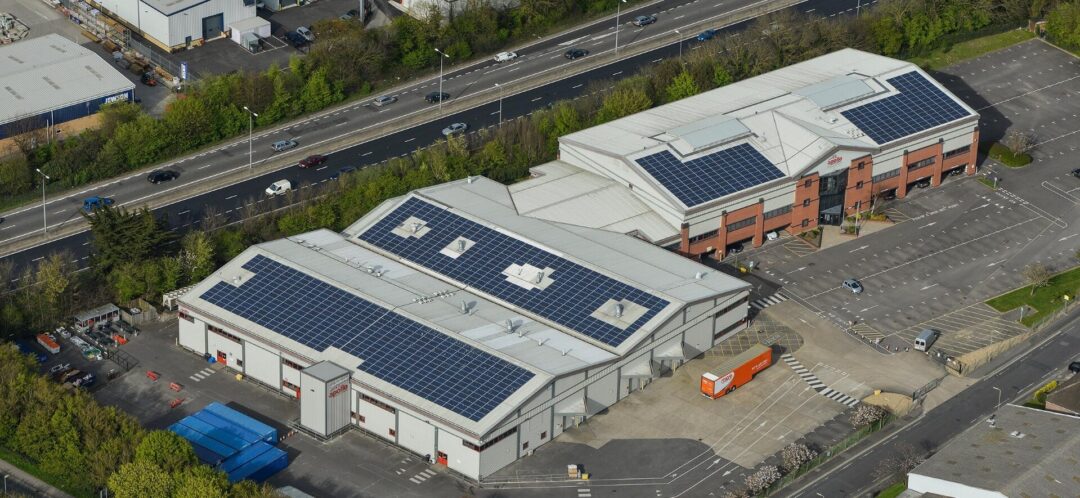 Solar panel setup designed for business use