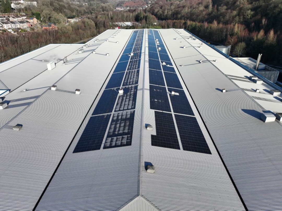 drone picture of solar panels at axiom