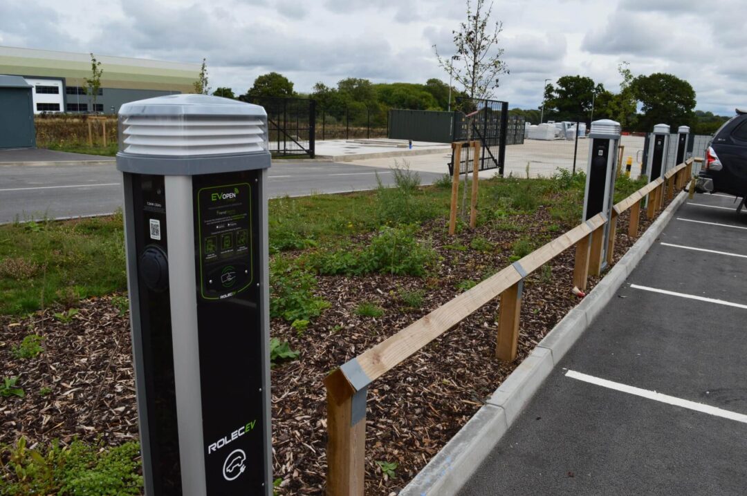 ev charging unit in a car park