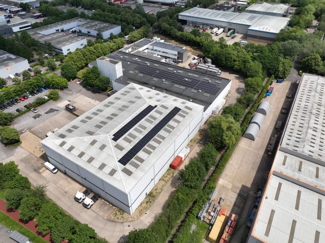 Rhenus solar PV installation generating electricity rear view