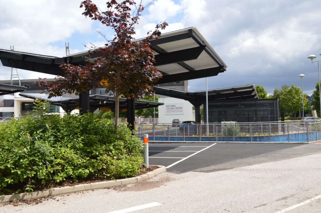 Renewable energy generation under the sun at the National Cycling Centre carport.