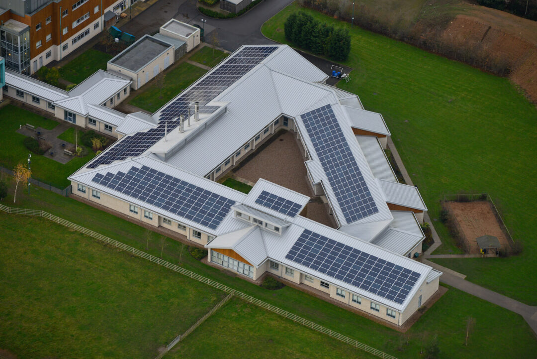 solar panels on a university building