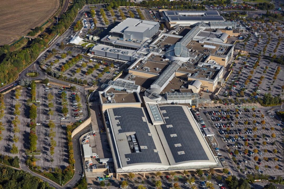 solar panels on top of a shopping centre